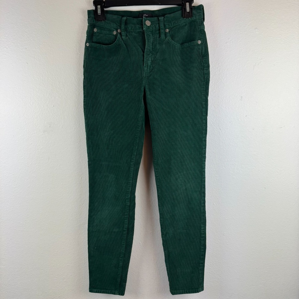 J. CREW Toothpick Womens 9" High-Rise corduroy ankle pants GREEN - 26 - Picture 2 of 7